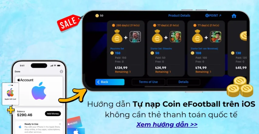 Hướng Dẫn Cách Nạp Coin eFootball 2026 Trên iOS Không Cần Thẻ Thanh Toán Quốc Tế