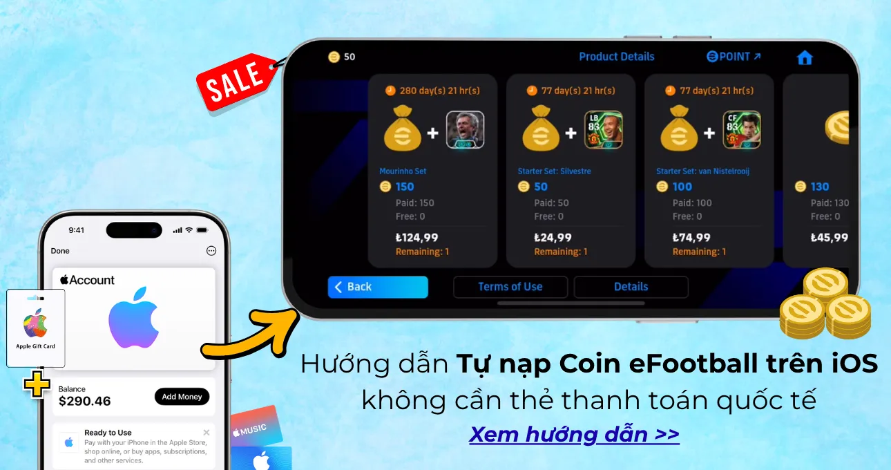 Hướng Dẫn Cách Nạp Coin eFootball 2026 Trên iOS Không Cần Thẻ Thanh Toán Quốc Tế