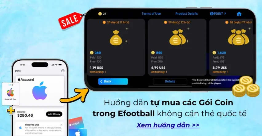 Hướng Dẫn Cách Nạp Coin eFootball 2026 Trên iOS Không Cần Thẻ Thanh Toán Quốc Tế