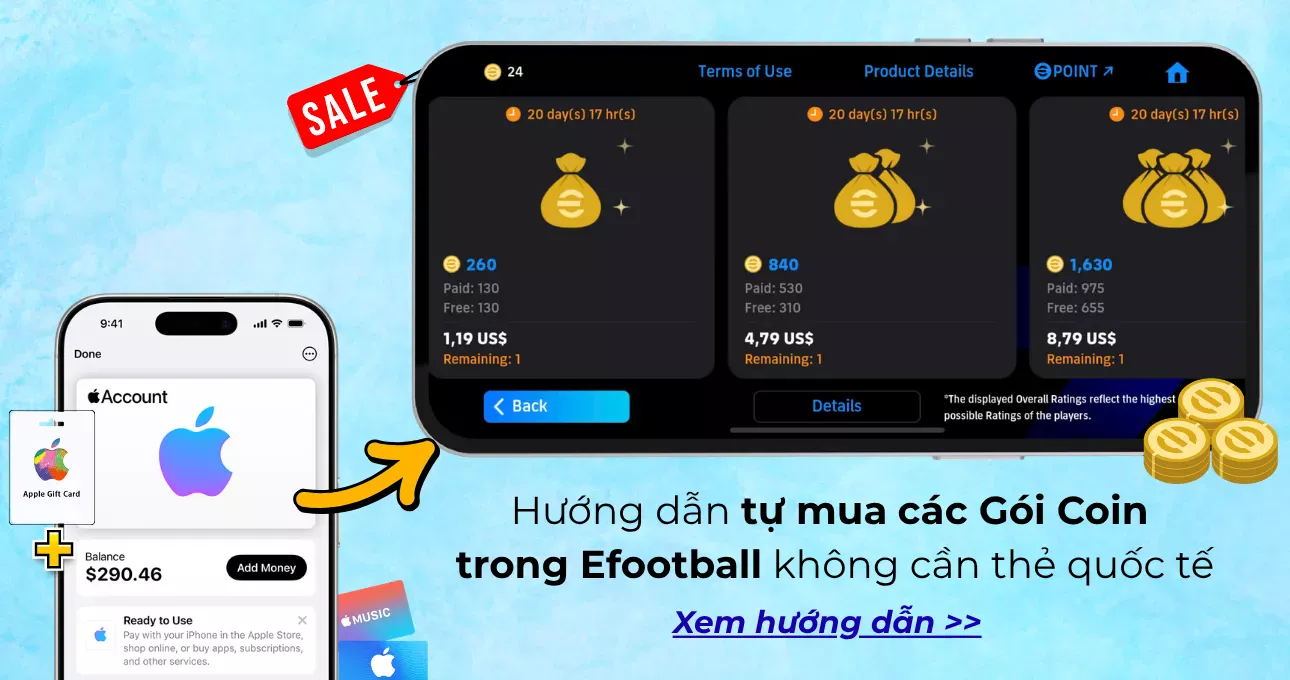 Hướng Dẫn Cách Nạp Coin eFootball 2026 Trên iOS Không Cần Thẻ Thanh Toán Quốc Tế